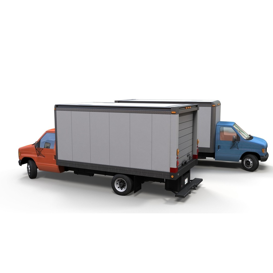 Industrial Van Box Truck 3D Model – Low Poly Game Asset, FBX - View 5