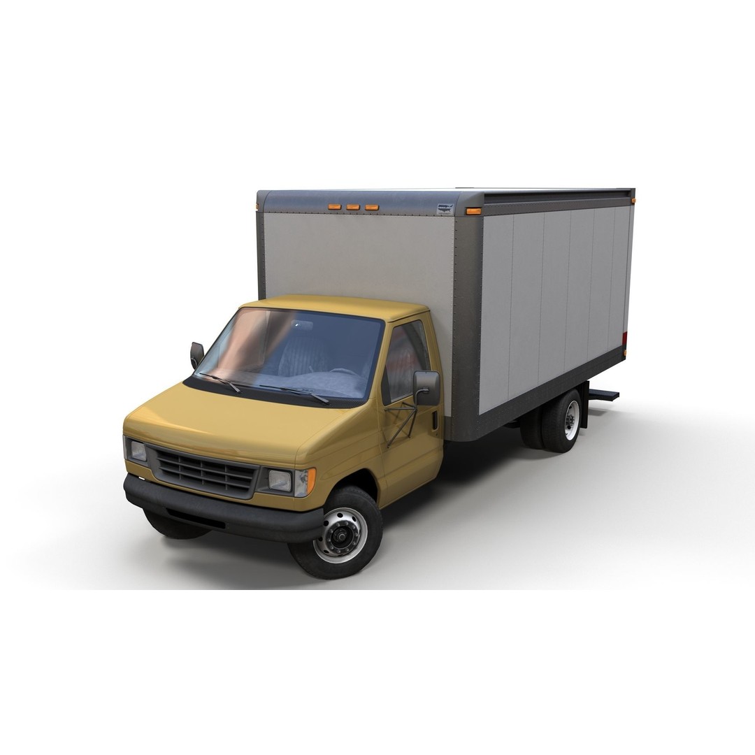Industrial Van Box Truck 3D Model – Low Poly Game Asset, FBX - View 6