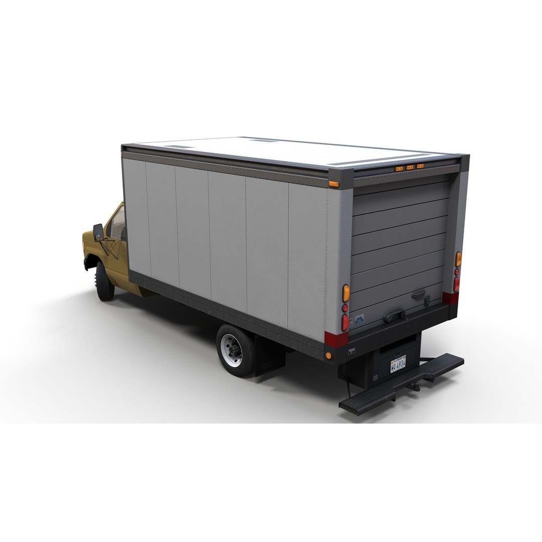 Industrial Van Box Truck 3D Model – Low Poly Game Asset, FBX - View 9