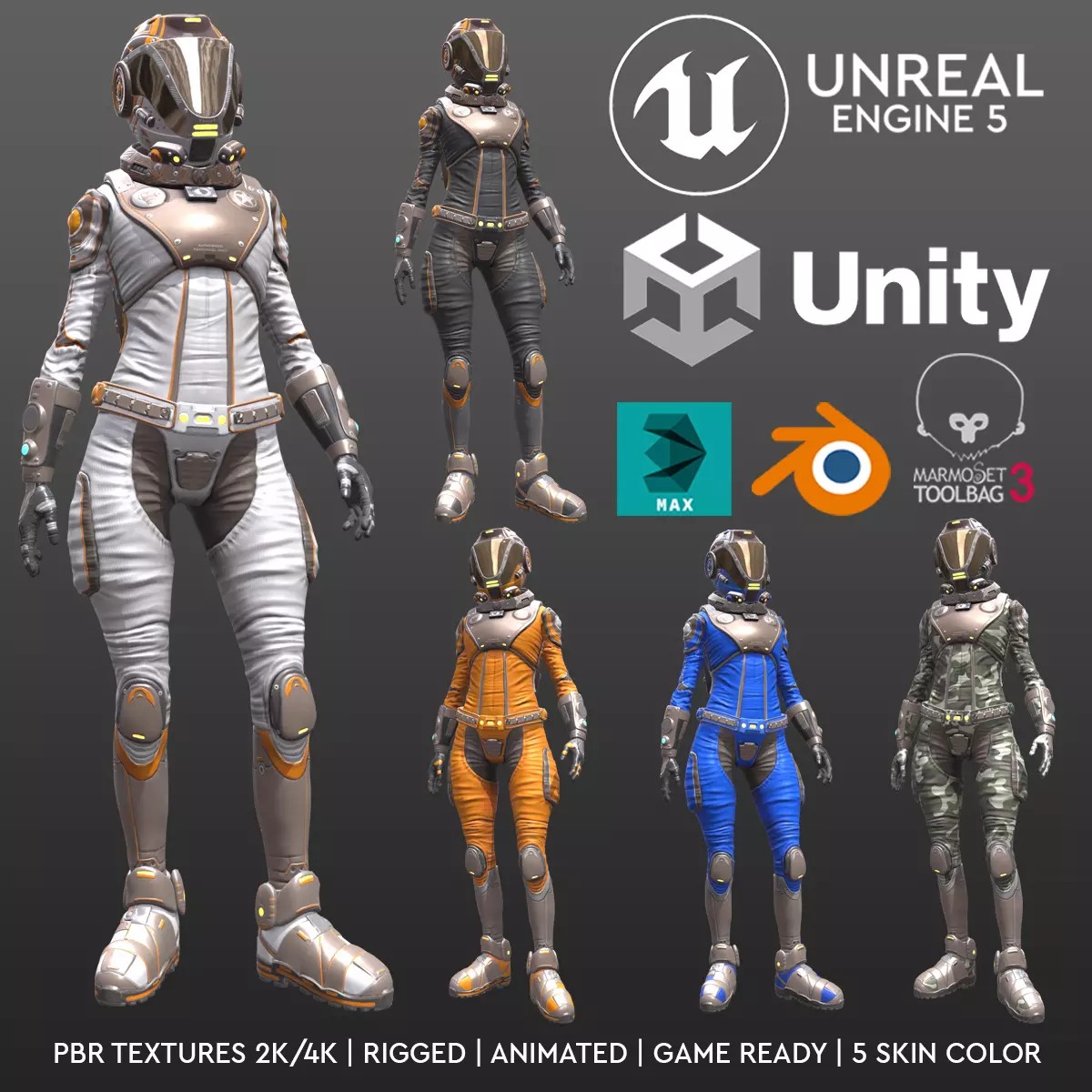 Mars Suit - Low-Poly Game-Ready 3D Model - View 2