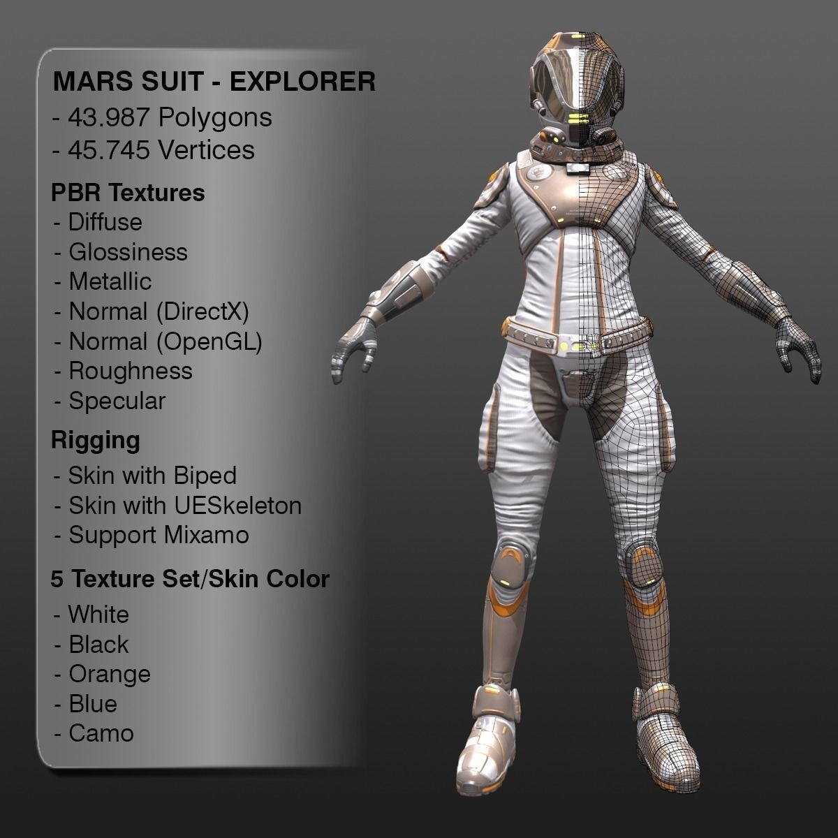 Mars Suit - Low-Poly Game-Ready 3D Model - View 3