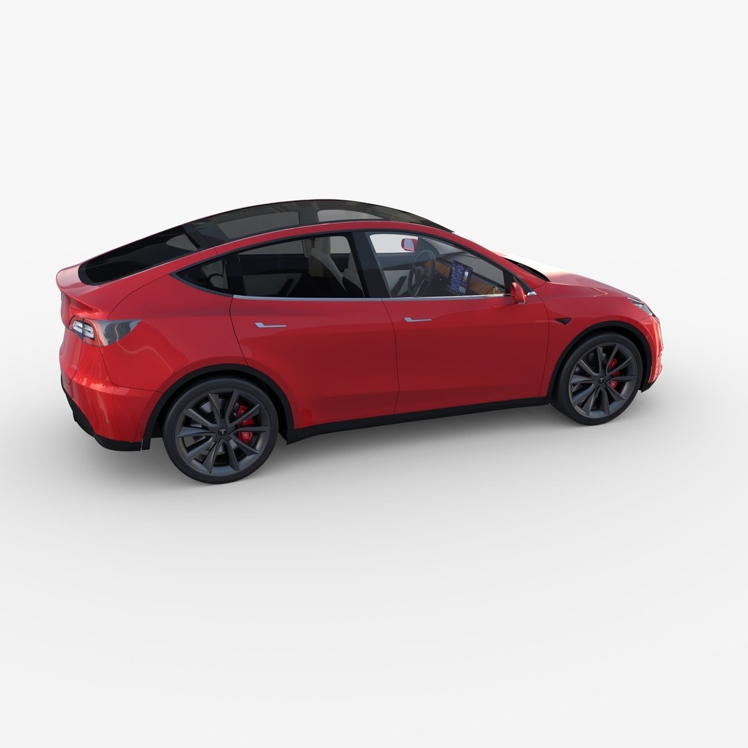 Tesla Model Y RWD 3D Model – Detailed Interior & Chassis, FBX, OBJ - View 12
