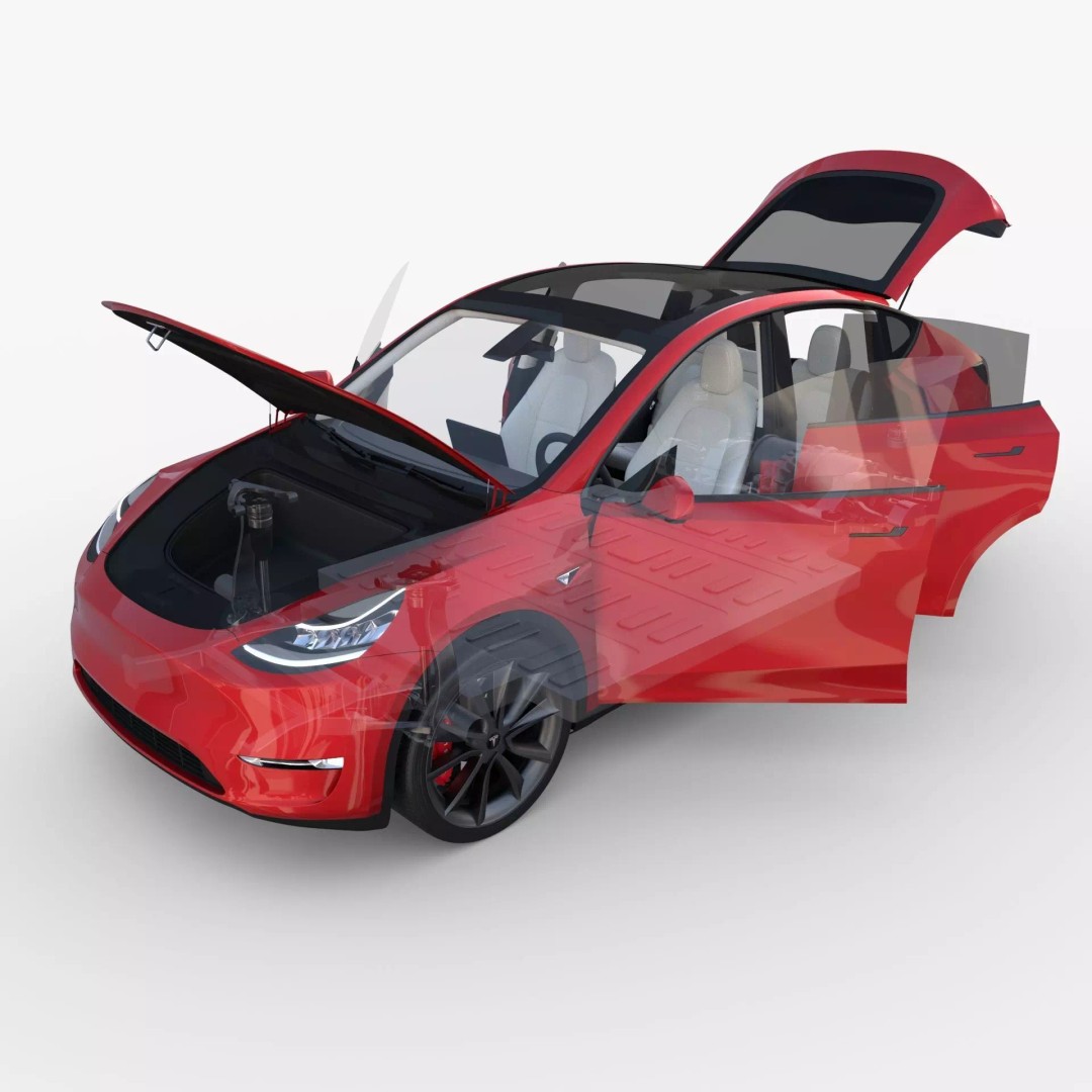Tesla Model Y RWD 3D Model – Detailed Interior & Chassis, FBX, OBJ - View 2