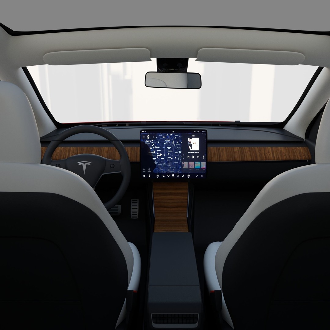 Tesla Model Y RWD 3D Model – Detailed Interior & Chassis, FBX, OBJ - View 21
