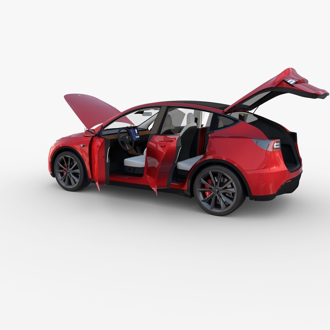 Tesla Model Y RWD 3D Model – Detailed Interior & Chassis, FBX, OBJ - View 27