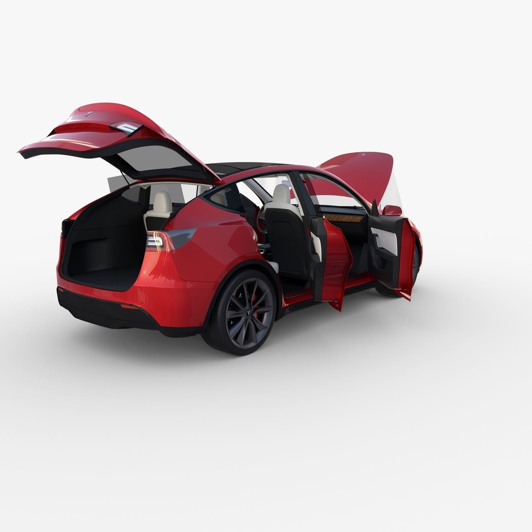 Tesla Model Y RWD 3D Model – Detailed Interior & Chassis, FBX, OBJ - View 28