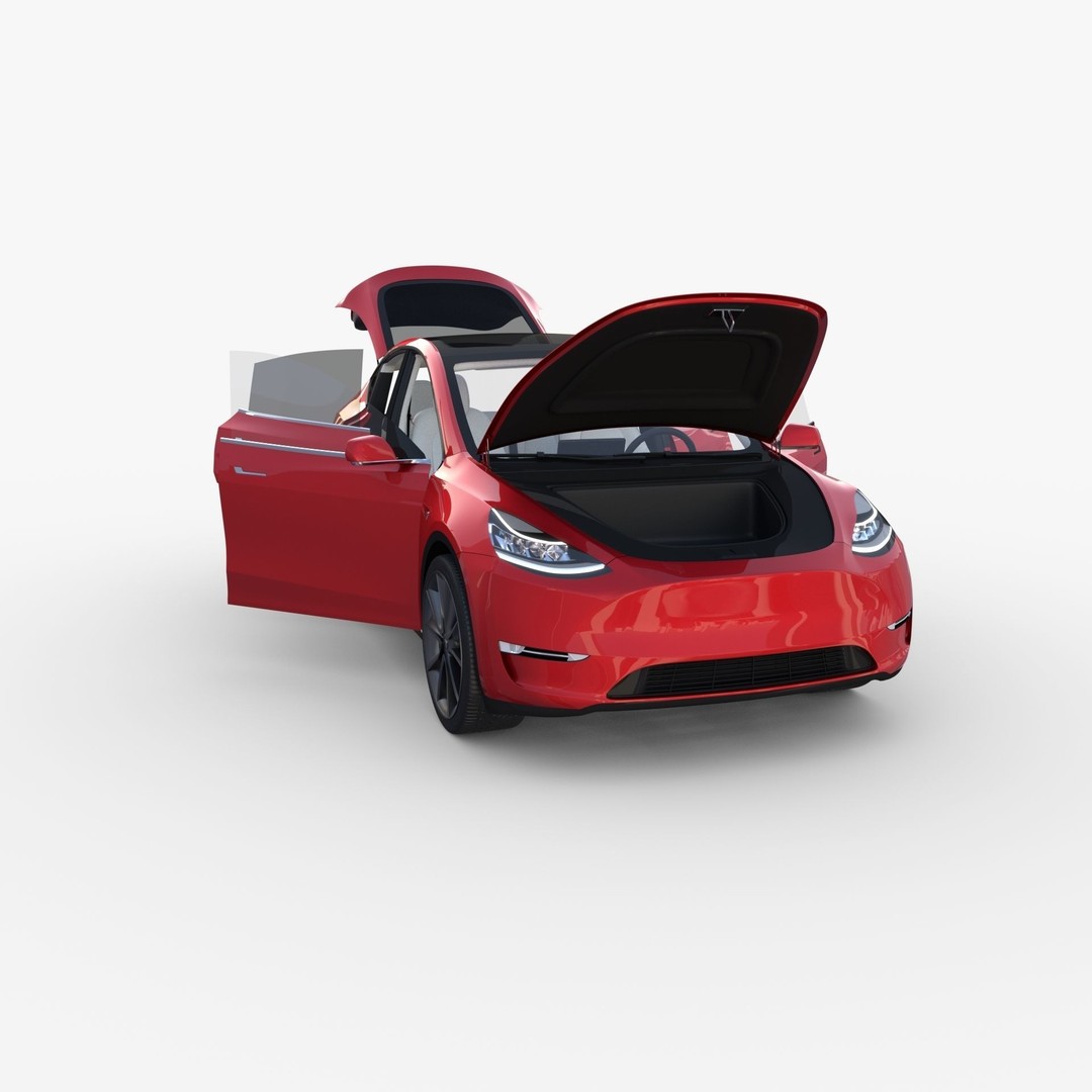 Tesla Model Y RWD 3D Model – Detailed Interior & Chassis, FBX, OBJ - View 29