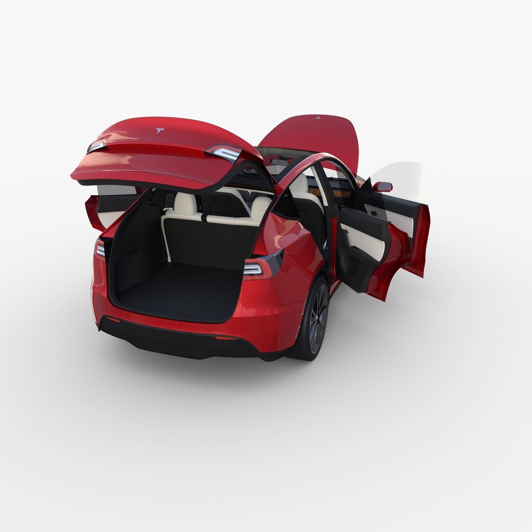 Tesla Model Y RWD 3D Model – Detailed Interior & Chassis, FBX, OBJ - View 30