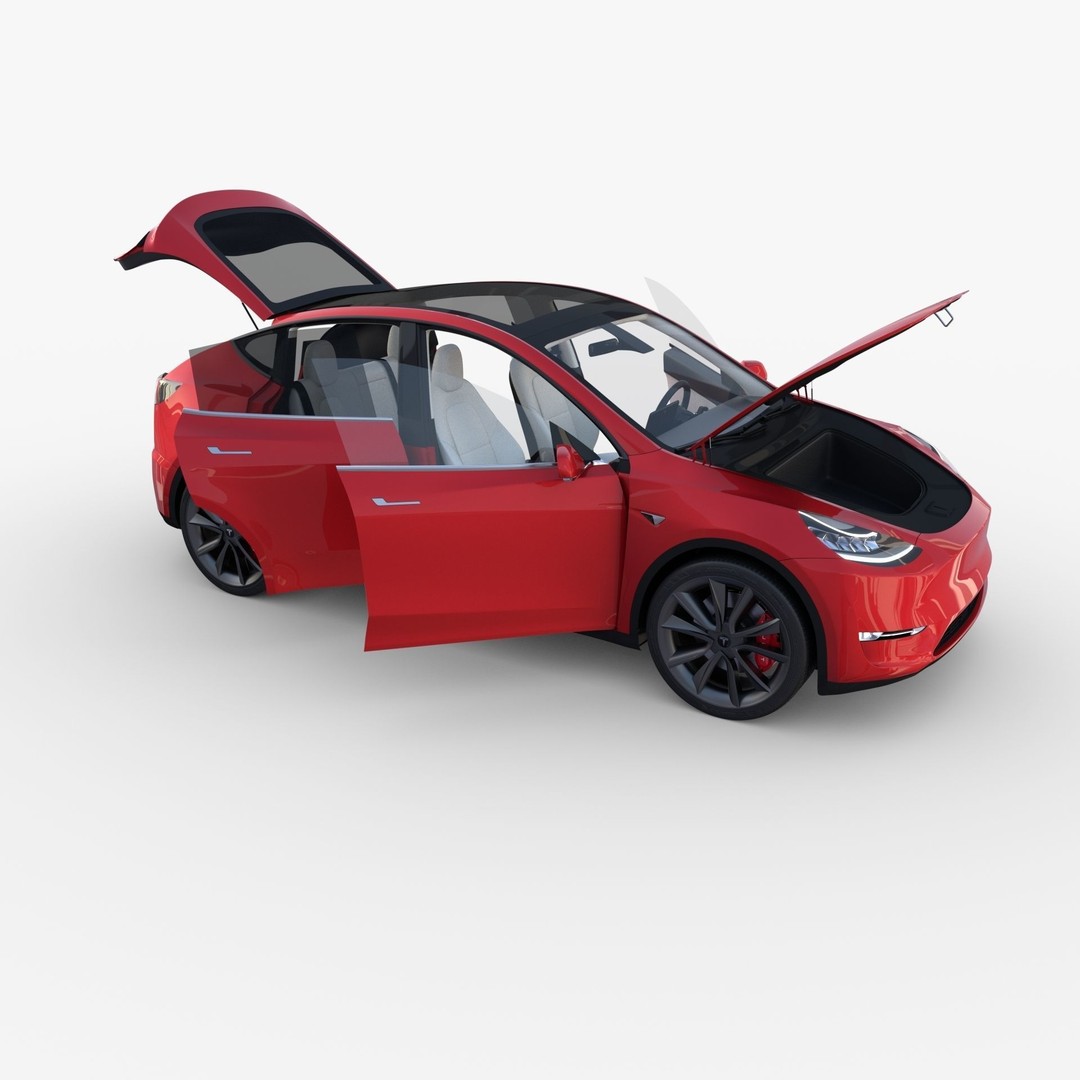 Tesla Model Y RWD 3D Model – Detailed Interior & Chassis, FBX, OBJ - View 31