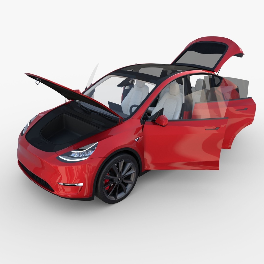 Tesla Model Y RWD 3D Model – Detailed Interior & Chassis, FBX, OBJ - View 32
