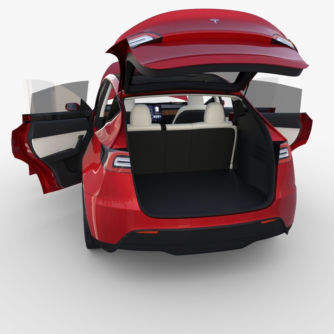 Tesla Model Y RWD 3D Model – Detailed Interior & Chassis, FBX, OBJ - View 34