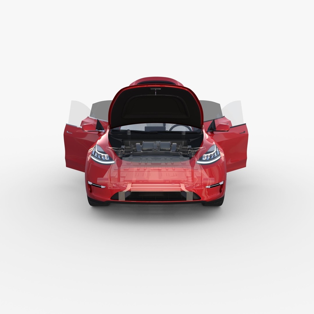 Tesla Model Y RWD 3D Model – Detailed Interior & Chassis, FBX, OBJ - View 35