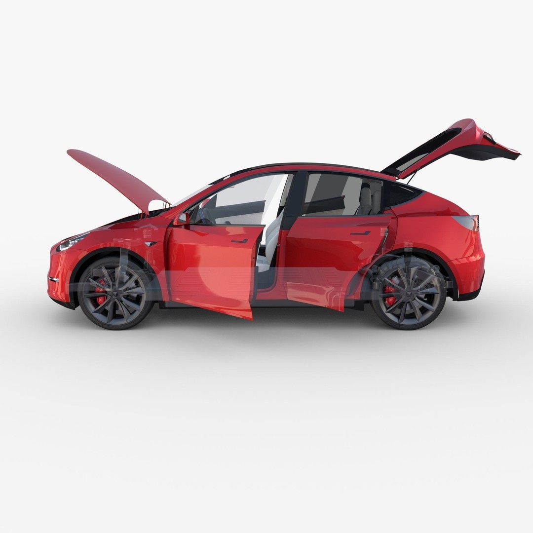 Tesla Model Y RWD 3D Model – Detailed Interior & Chassis, FBX, OBJ - View 36
