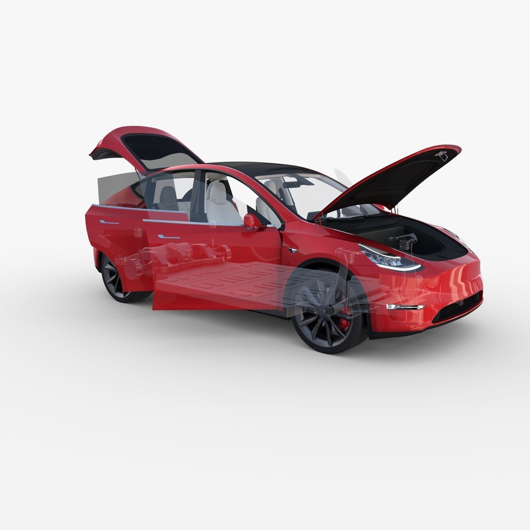 Tesla Model Y RWD 3D Model – Detailed Interior & Chassis, FBX, OBJ - View 38