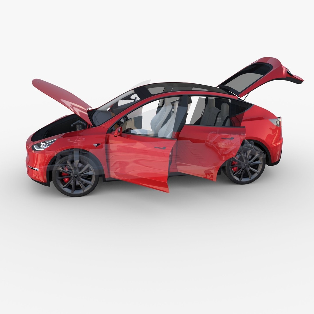 Tesla Model Y RWD 3D Model – Detailed Interior & Chassis, FBX, OBJ - View 39