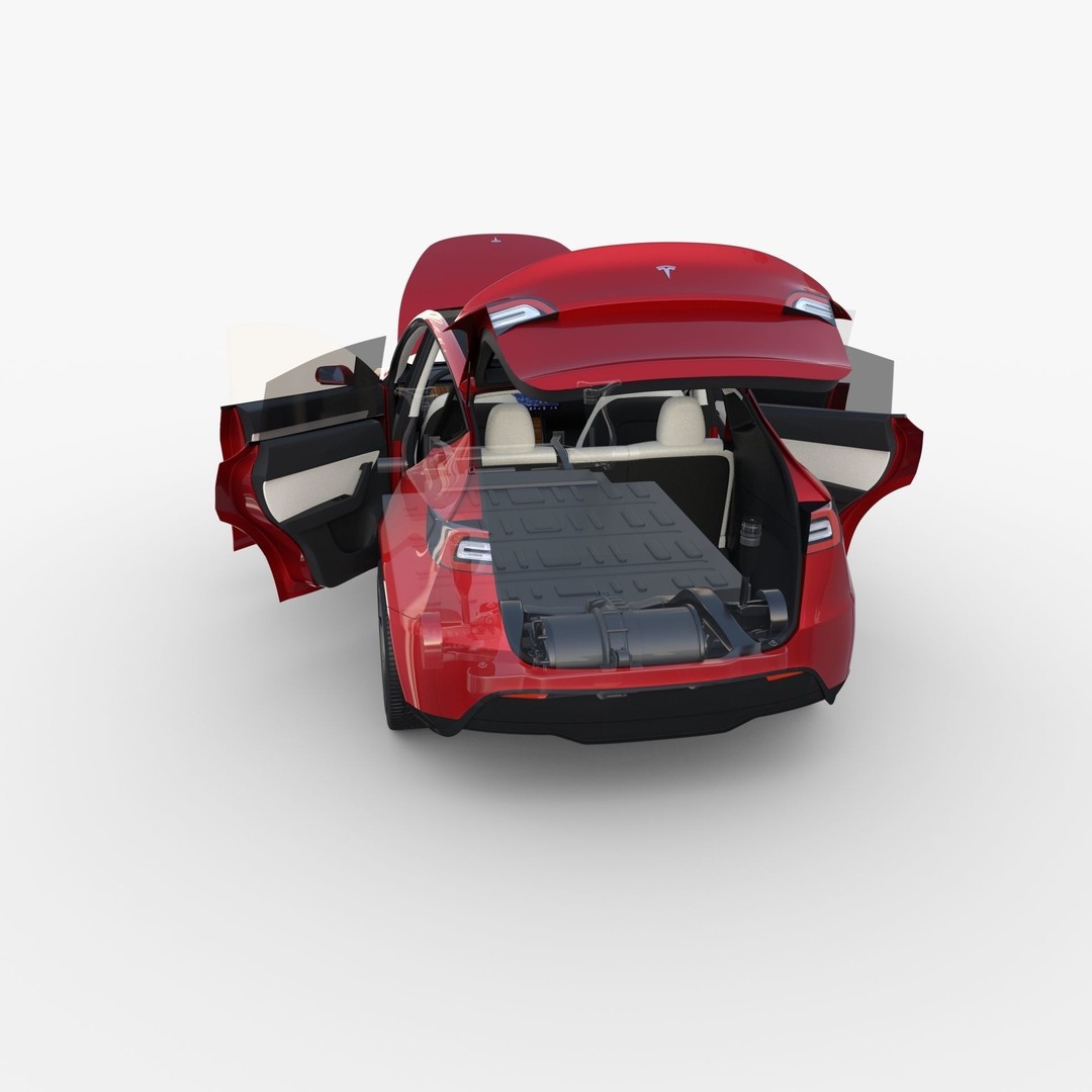 Tesla Model Y RWD 3D Model – Detailed Interior & Chassis, FBX, OBJ - View 40