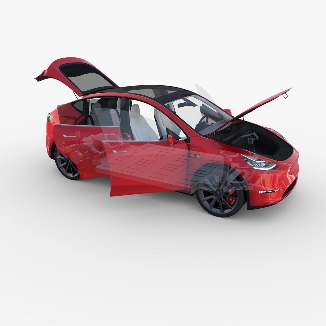Tesla Model Y RWD 3D Model – Detailed Interior & Chassis, FBX, OBJ - View 41