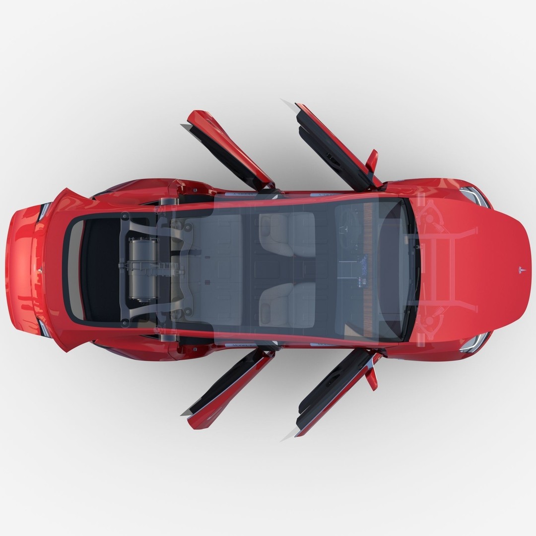 Tesla Model Y RWD 3D Model – Detailed Interior & Chassis, FBX, OBJ - View 42