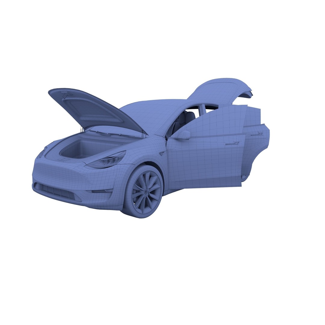 Tesla Model Y RWD 3D Model – Detailed Interior & Chassis, FBX, OBJ - View 44
