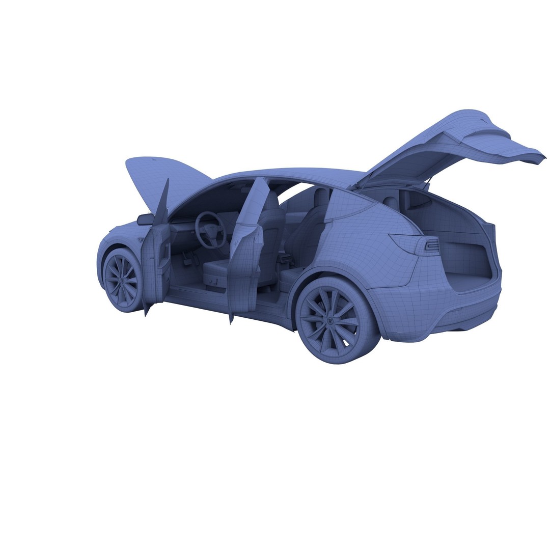 Tesla Model Y RWD 3D Model – Detailed Interior & Chassis, FBX, OBJ - View 45