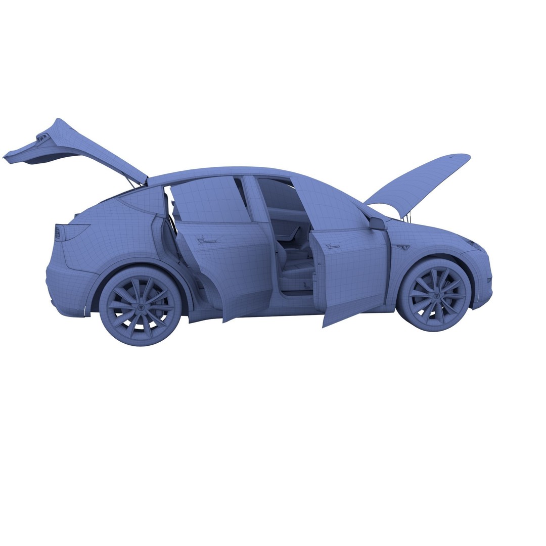 Tesla Model Y RWD 3D Model – Detailed Interior & Chassis, FBX, OBJ - View 47