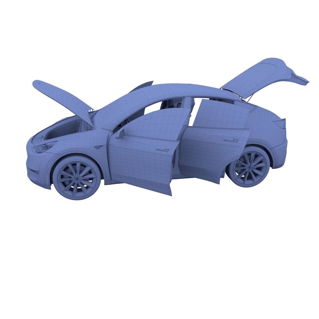 Tesla Model Y RWD 3D Model – Detailed Interior & Chassis, FBX, OBJ - View 49
