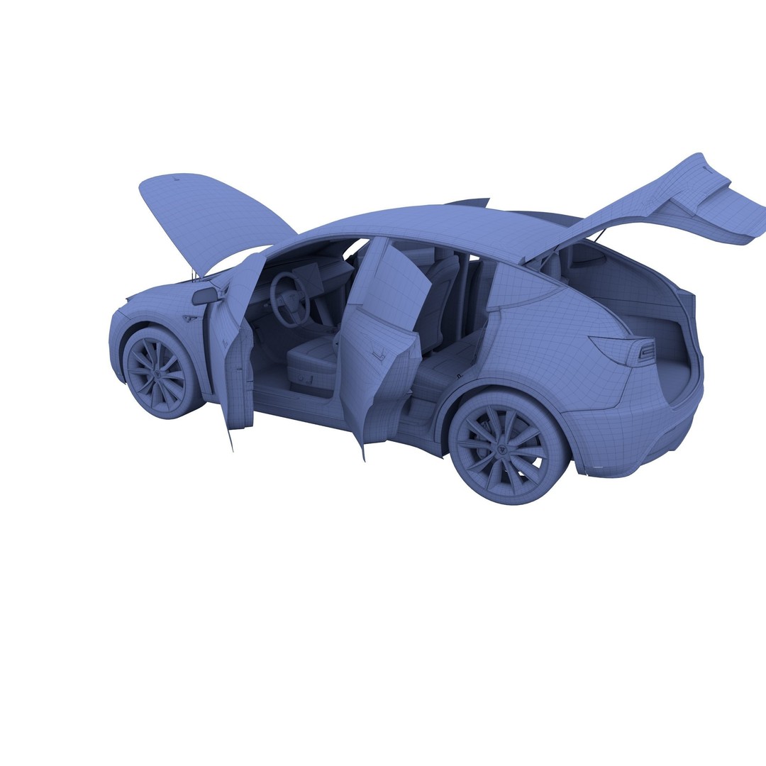 Tesla Model Y RWD 3D Model – Detailed Interior & Chassis, FBX, OBJ - View 50