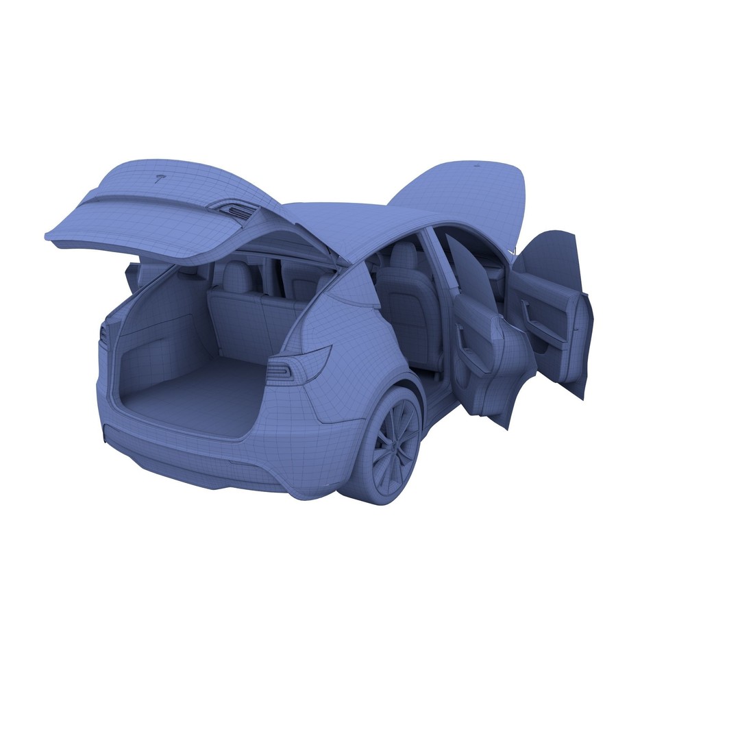 Tesla Model Y RWD 3D Model – Detailed Interior & Chassis, FBX, OBJ - View 51