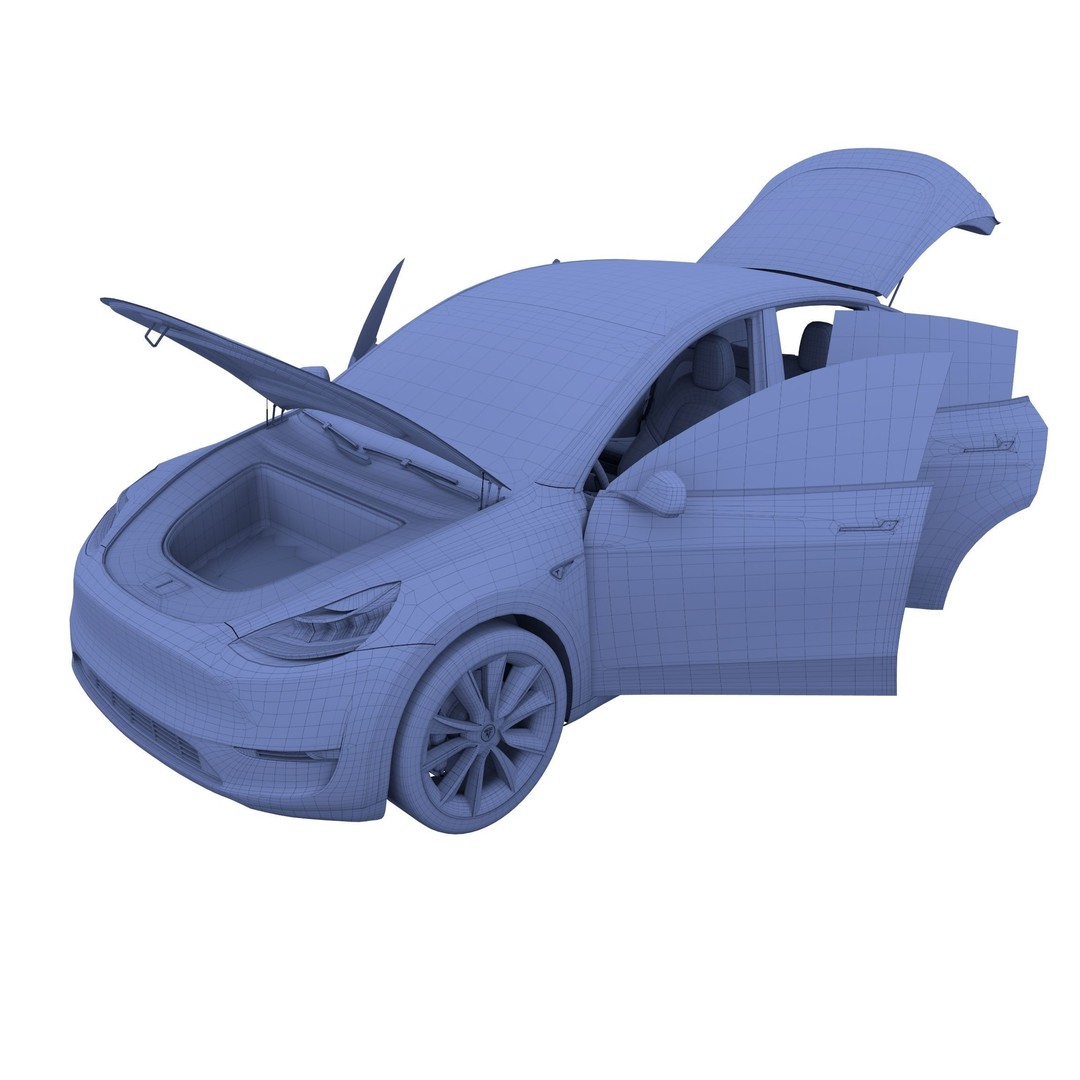 Tesla Model Y RWD 3D Model – Detailed Interior & Chassis, FBX, OBJ - View 54