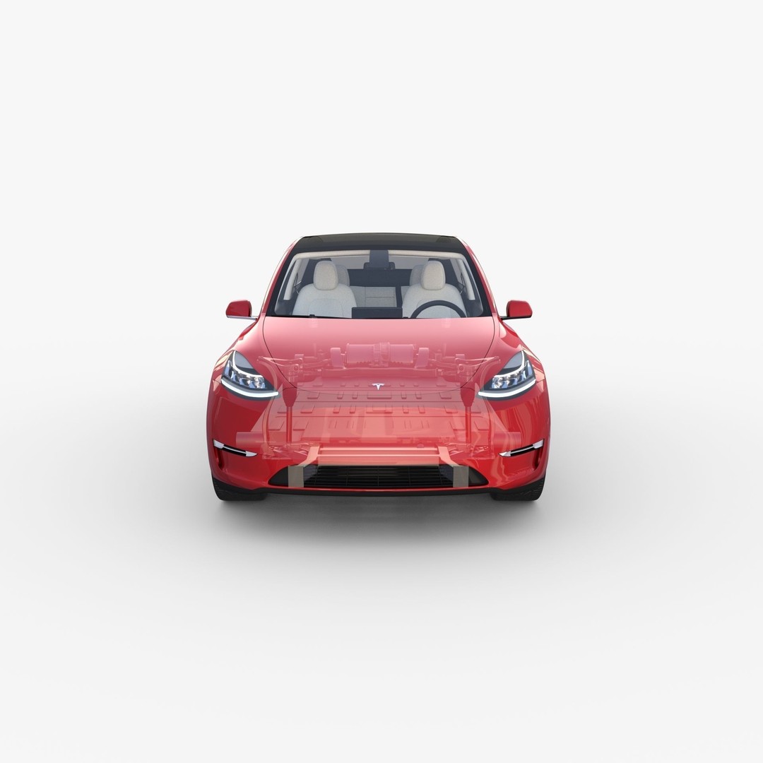 Tesla Model Y RWD 3D Model – Detailed Interior & Chassis, FBX, OBJ - View 60