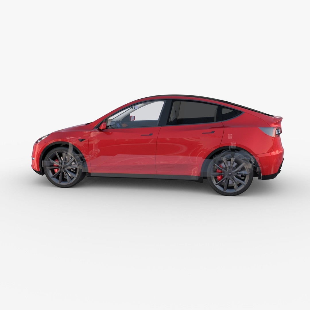 Tesla Model Y RWD 3D Model – Detailed Interior & Chassis, FBX, OBJ - View 61