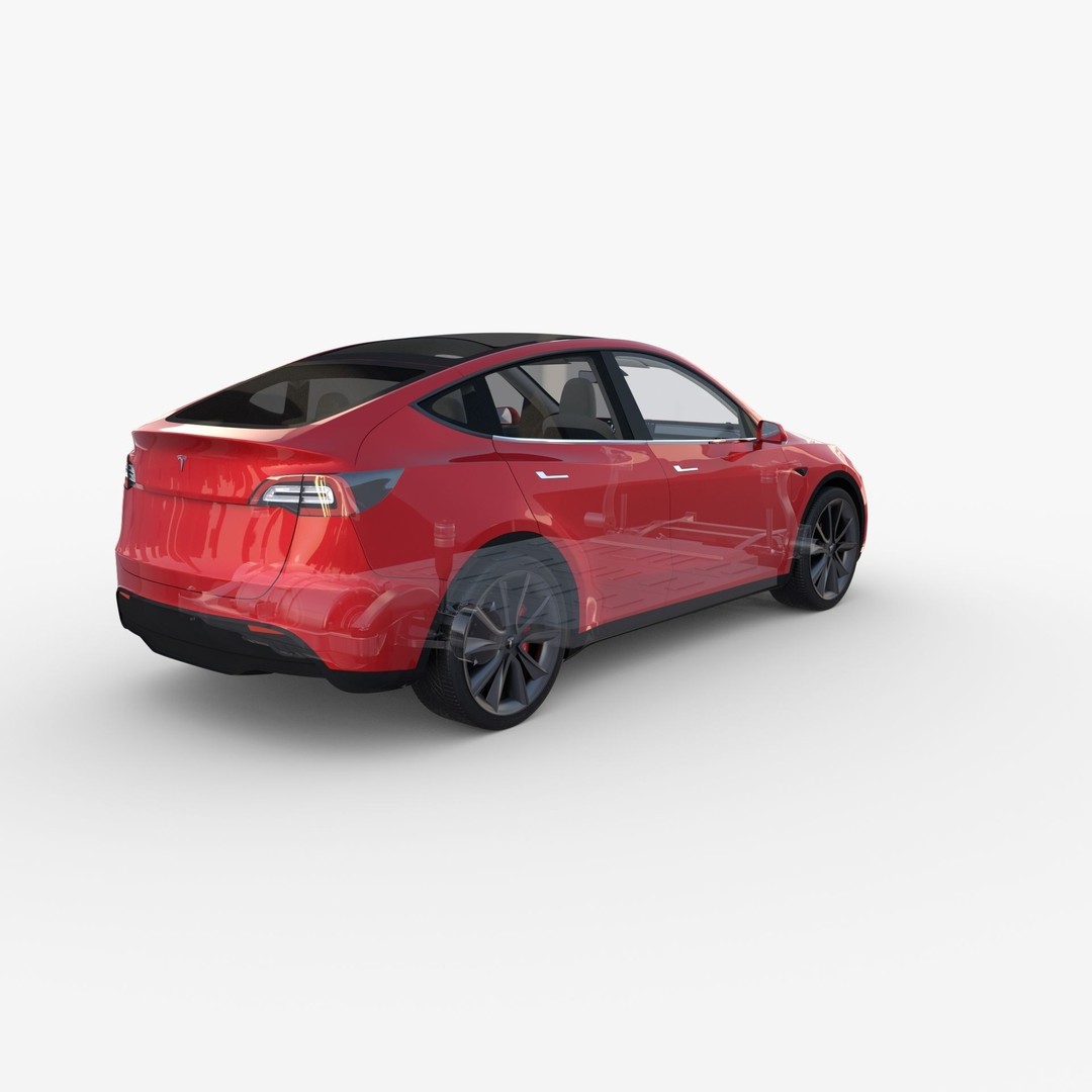 Tesla Model Y RWD 3D Model – Detailed Interior & Chassis, FBX, OBJ - View 62
