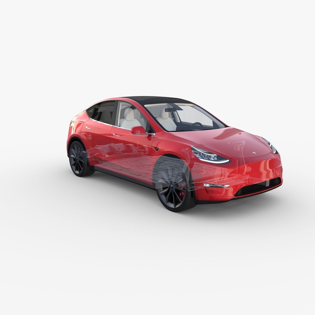 Tesla Model Y RWD 3D Model – Detailed Interior & Chassis, FBX, OBJ - View 63