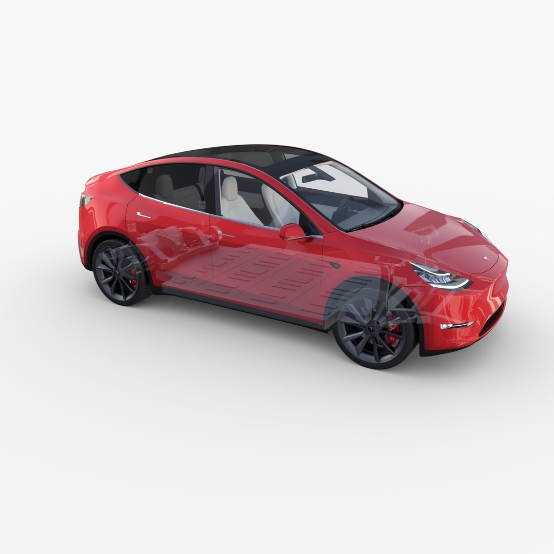 Tesla Model Y RWD 3D Model – Detailed Interior & Chassis, FBX, OBJ - View 66