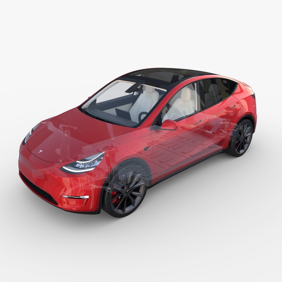 Tesla Model Y RWD 3D Model – Detailed Interior & Chassis, FBX, OBJ - View 67