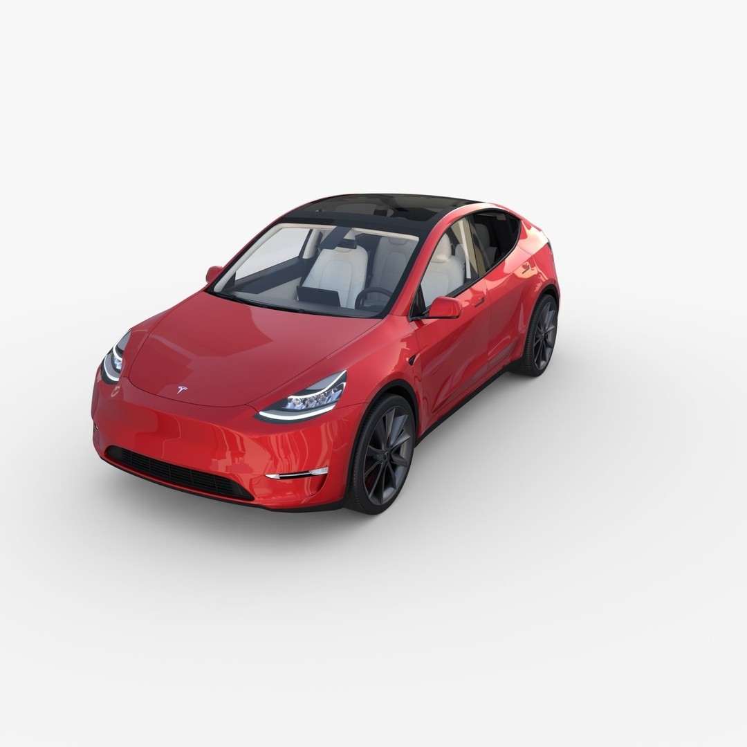 Tesla Model Y RWD 3D Model – Detailed Interior & Chassis, FBX, OBJ - View 9