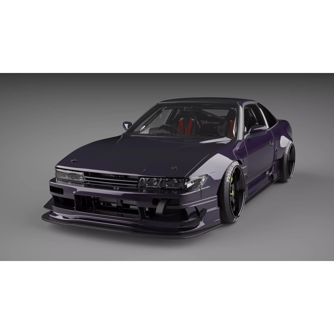 Nissan 180SX 3D Model – Drift Car with Custom Interior, FBX & OBJ - View 2