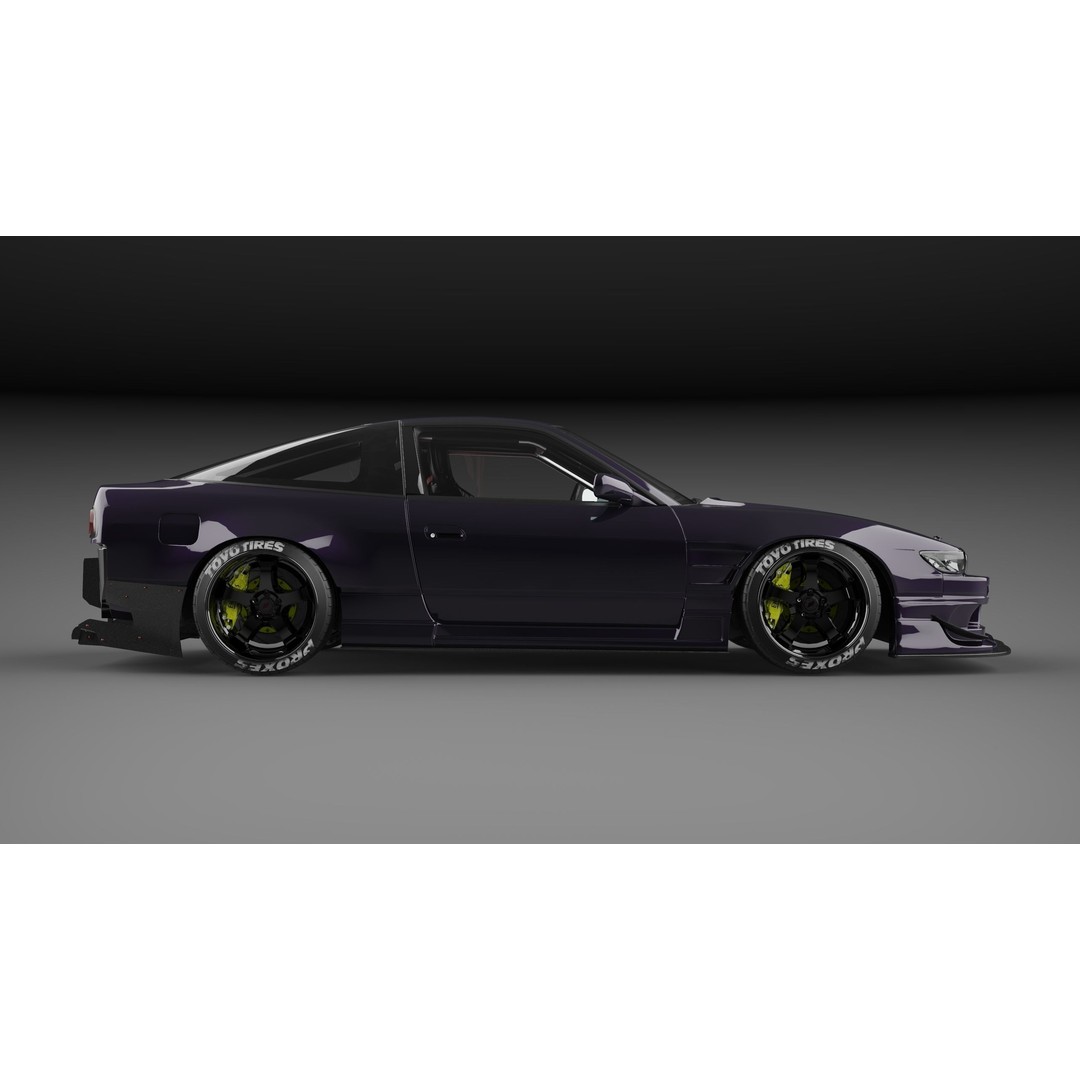 Nissan 180SX 3D Model – Drift Car with Custom Interior, FBX & OBJ - View 4