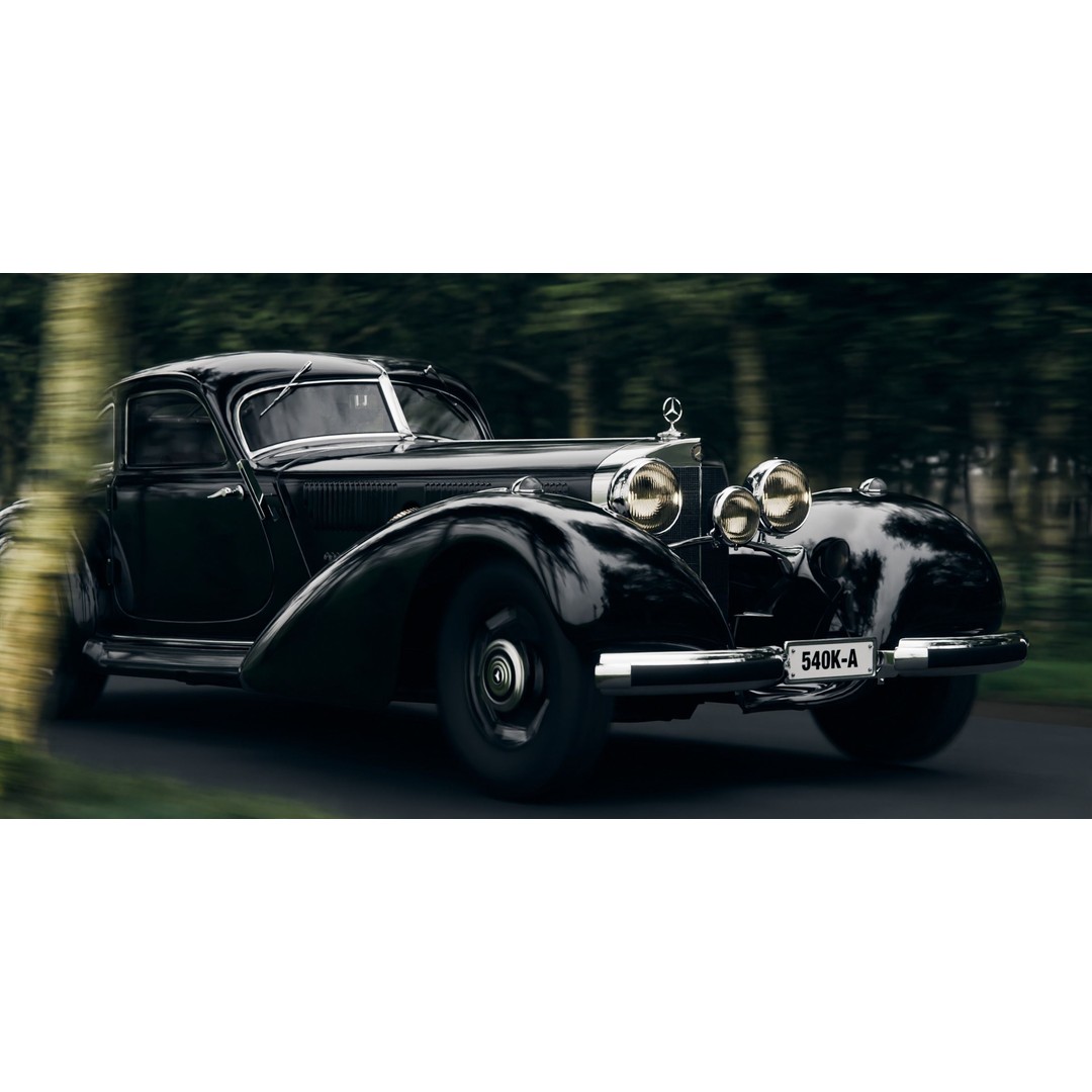 Mercedes 540k Autobahnkurier 3D Model – High Poly Rigged Vehicle, Blender