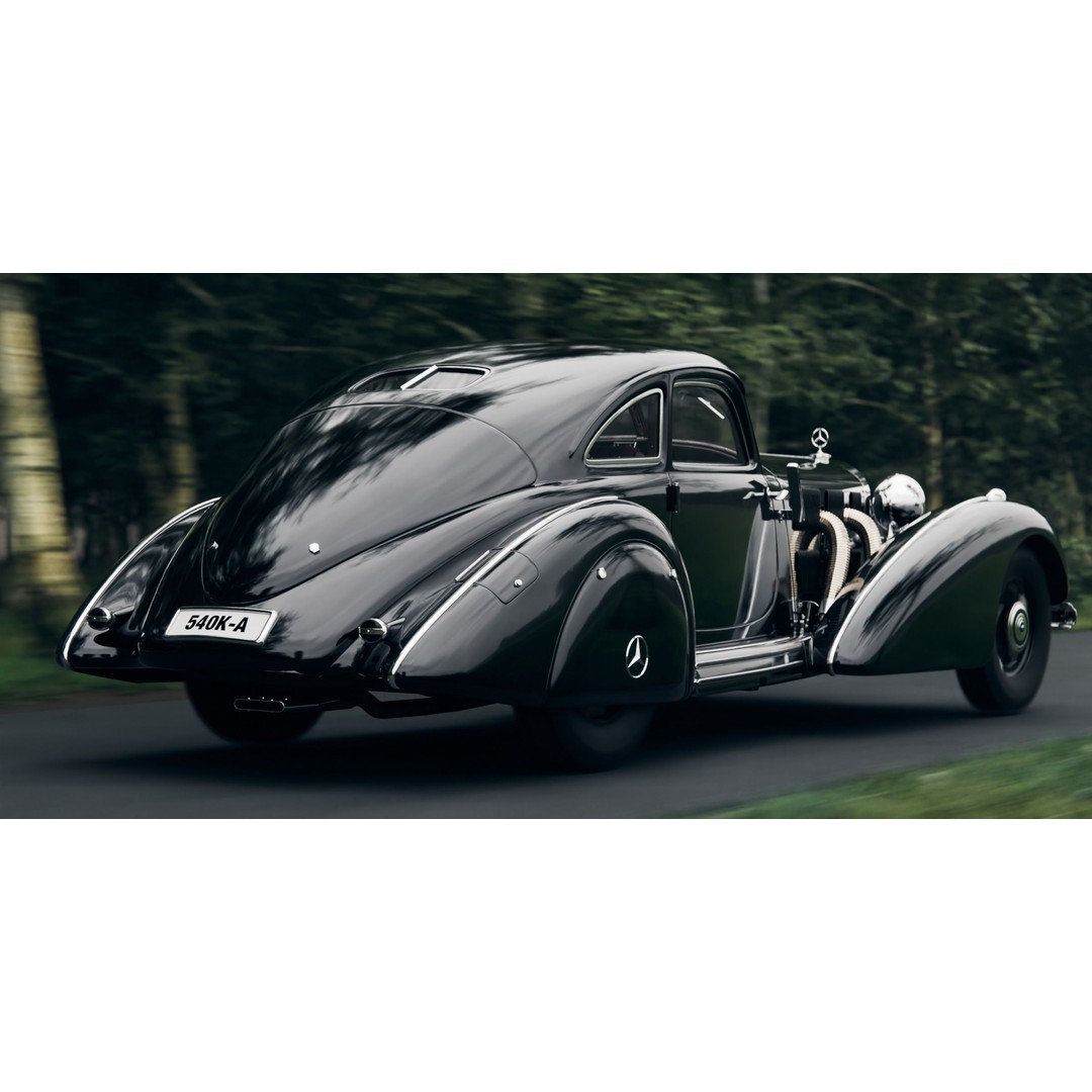 Mercedes 540k Autobahnkurier 3D Model – High Poly Rigged Vehicle, Blender - View 10