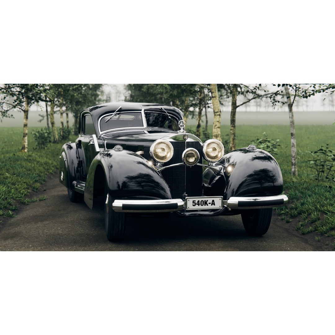 Mercedes 540k Autobahnkurier 3D Model – High Poly Rigged Vehicle, Blender - View 14