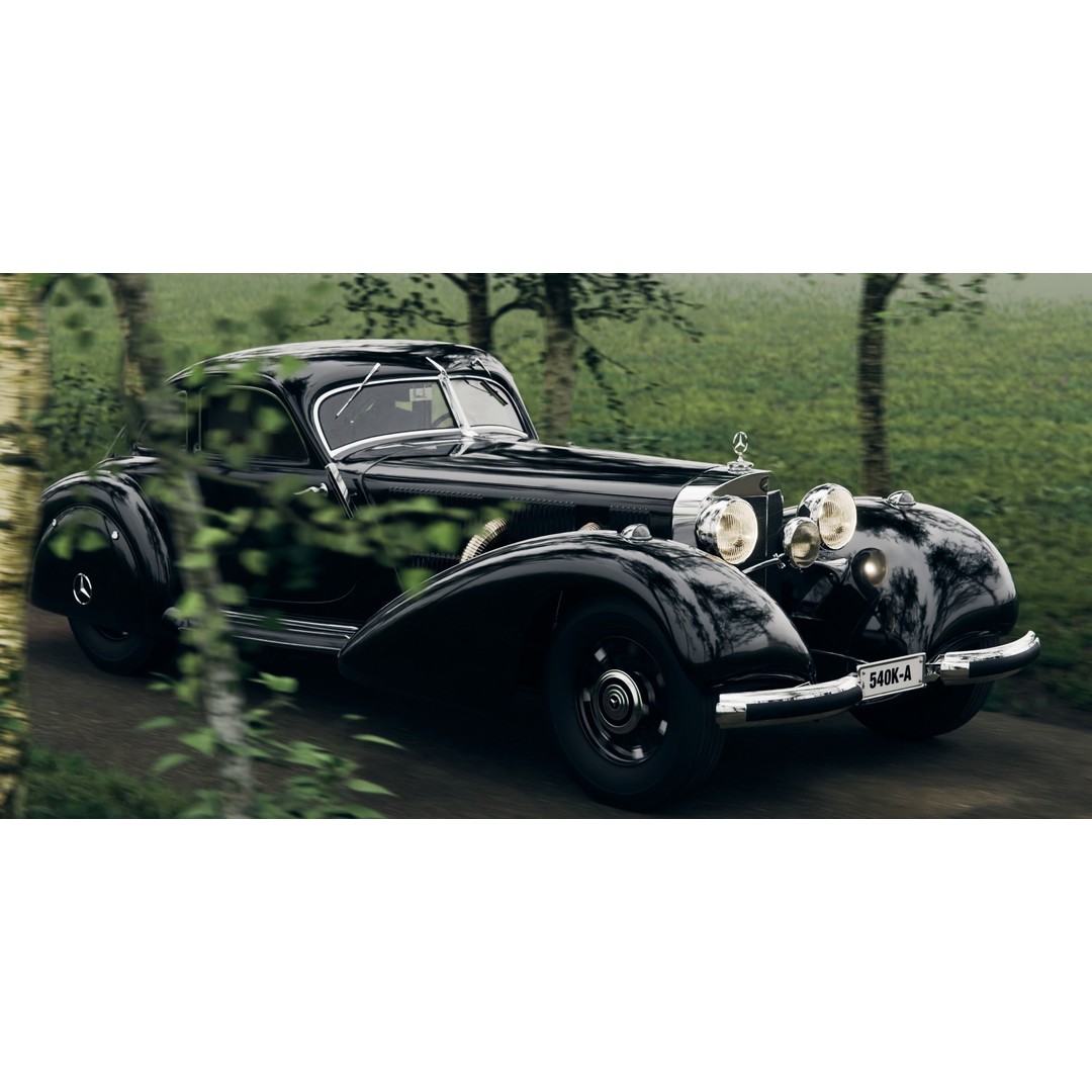 Mercedes 540k Autobahnkurier 3D Model – High Poly Rigged Vehicle, Blender - View 15