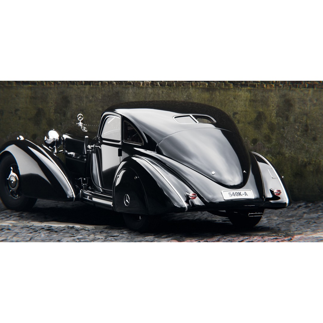 Mercedes 540k Autobahnkurier 3D Model – High Poly Rigged Vehicle, Blender - View 16