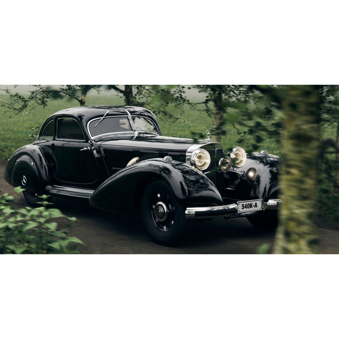 Mercedes 540k Autobahnkurier 3D Model – High Poly Rigged Vehicle, Blender - View 18