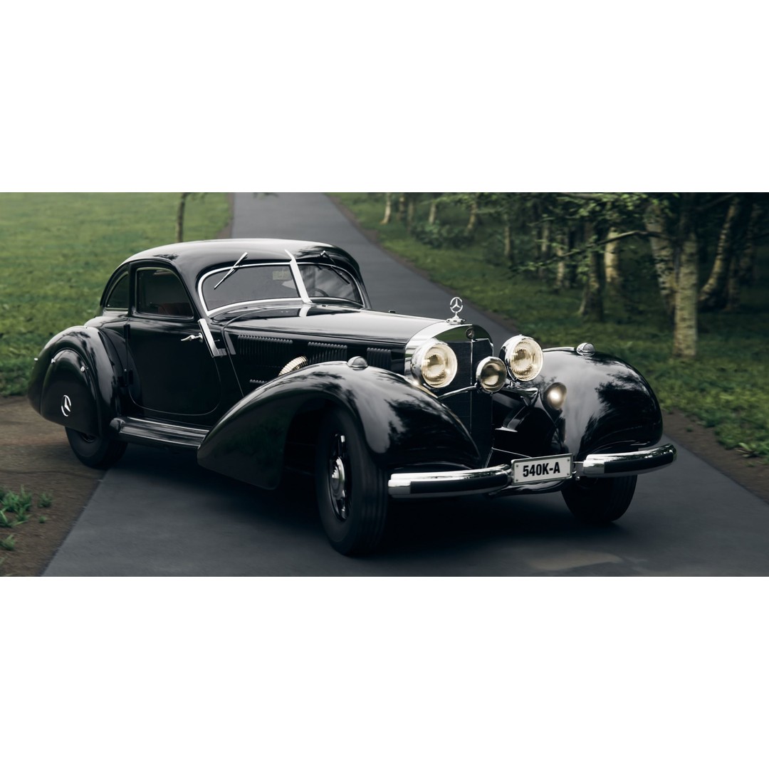 Mercedes 540k Autobahnkurier 3D Model – High Poly Rigged Vehicle, Blender - View 19