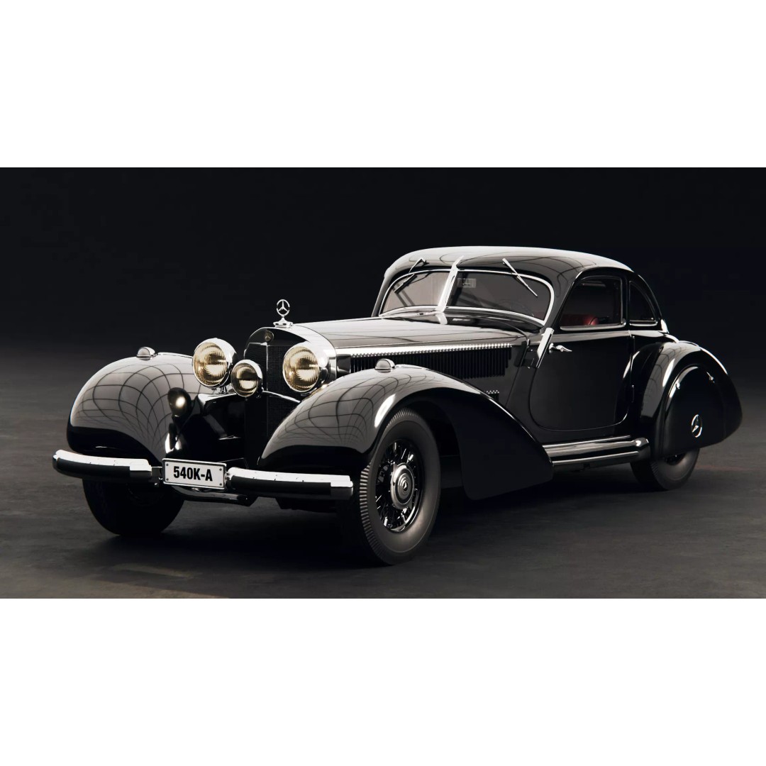 Mercedes 540k Autobahnkurier 3D Model – High Poly Rigged Vehicle, Blender - View 2