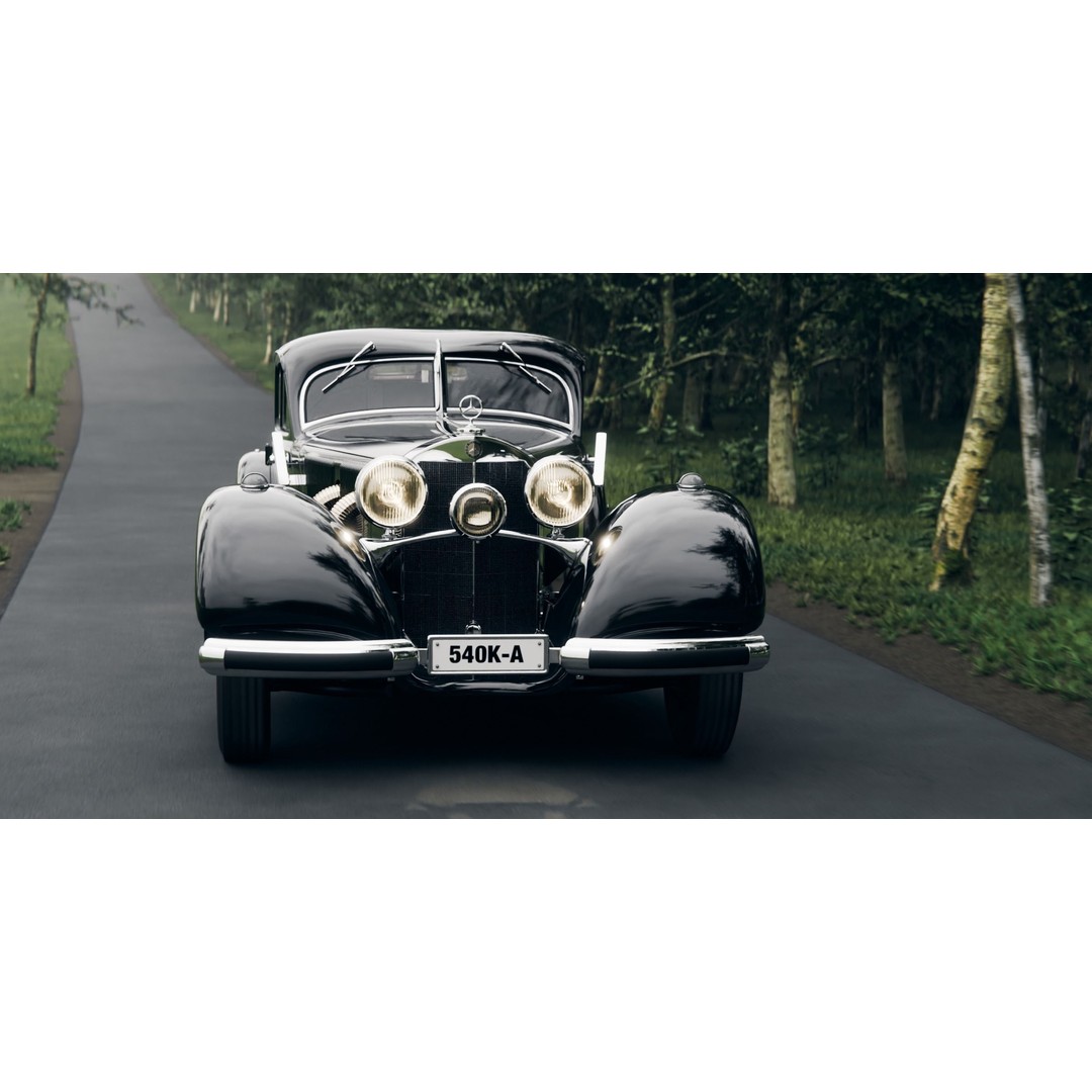 Mercedes 540k Autobahnkurier 3D Model – High Poly Rigged Vehicle, Blender - View 20