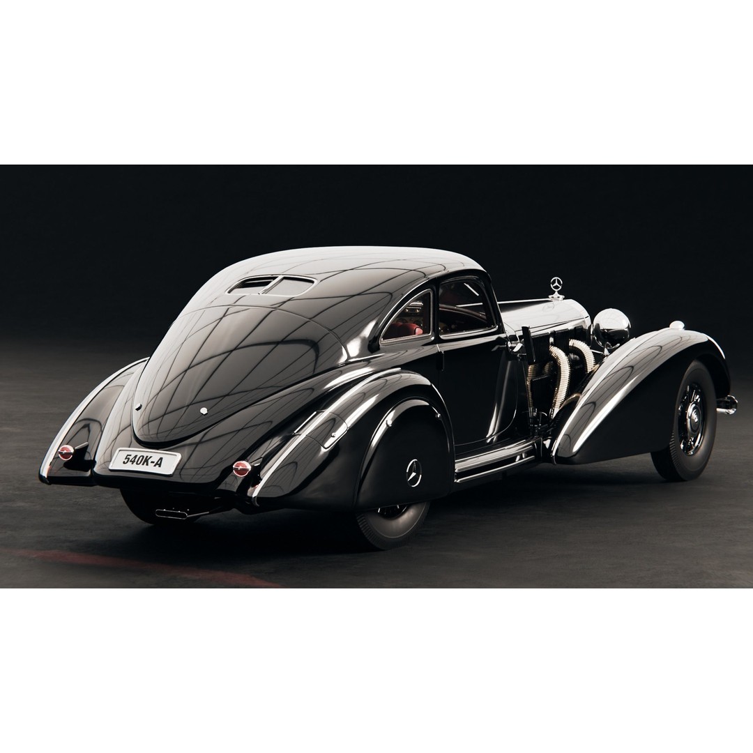 Mercedes 540k Autobahnkurier 3D Model – High Poly Rigged Vehicle, Blender - View 3