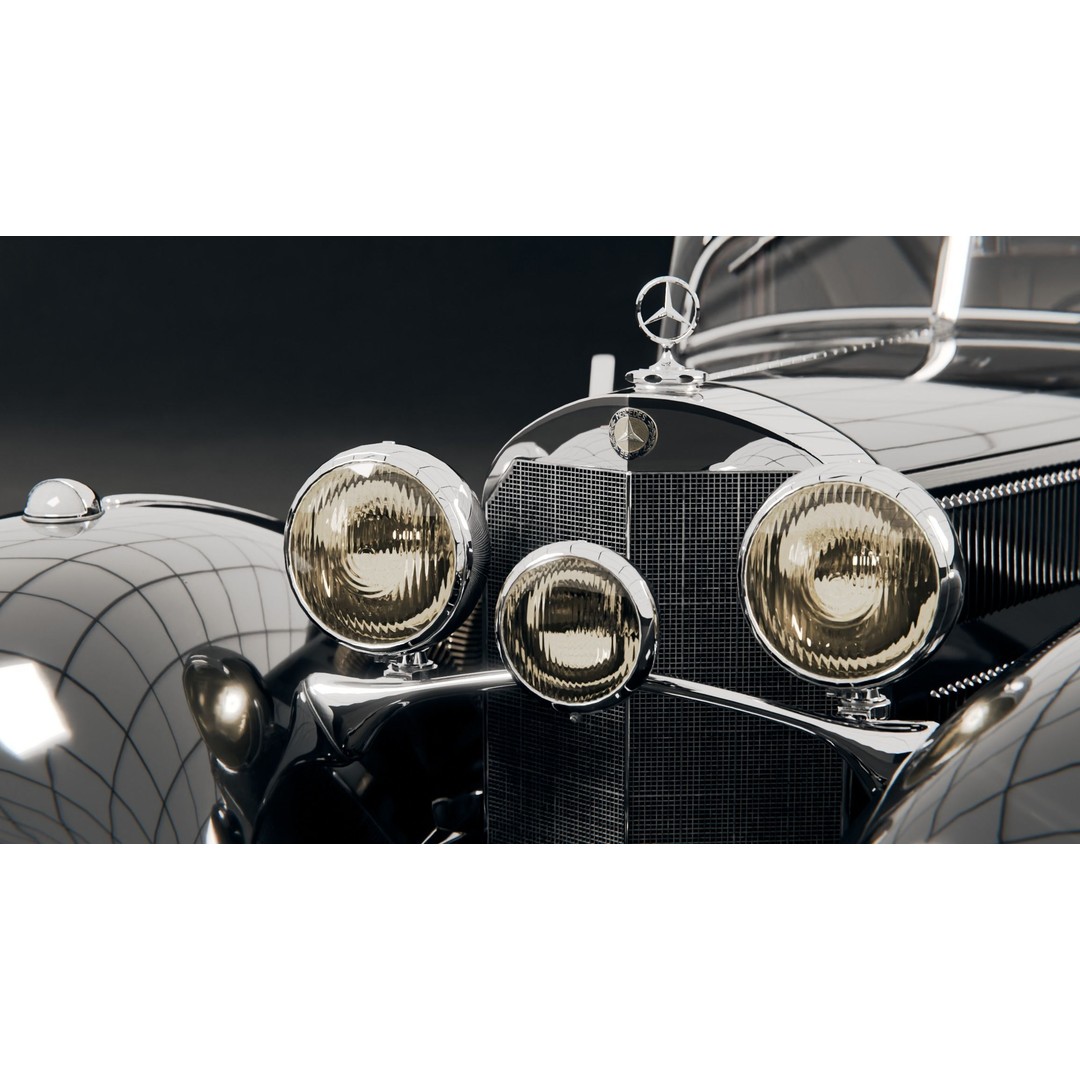 Mercedes 540k Autobahnkurier 3D Model – High Poly Rigged Vehicle, Blender - View 7