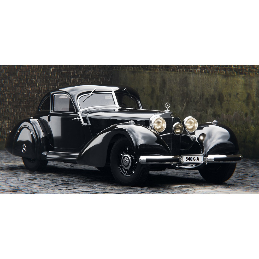 Mercedes 540k Autobahnkurier 3D Model – High Poly Rigged Vehicle, Blender - View 8